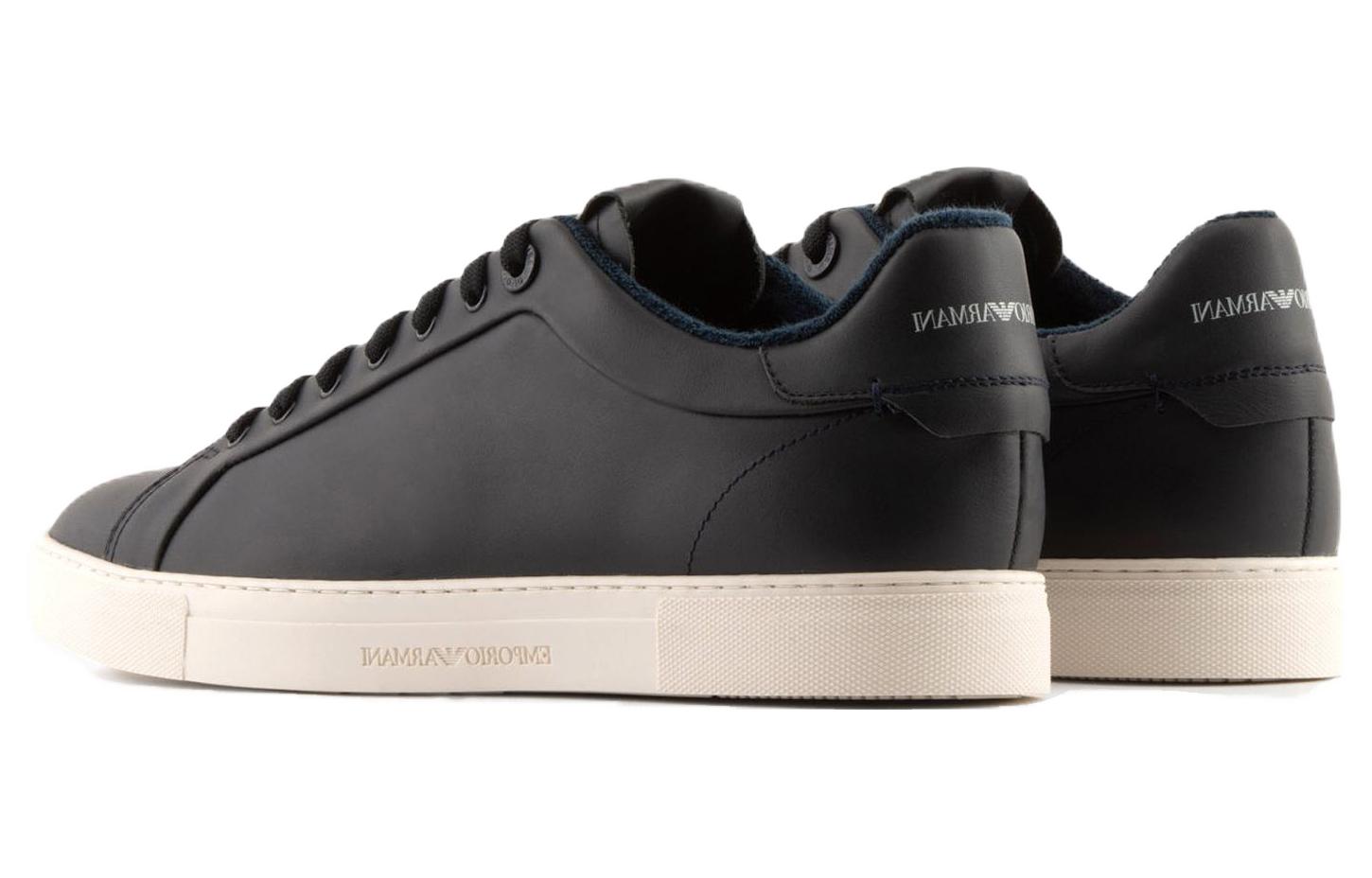 Shop Emporio Armani Sneakers Kulit Low-Top 'Biru Gelap' X4X598XF662100285