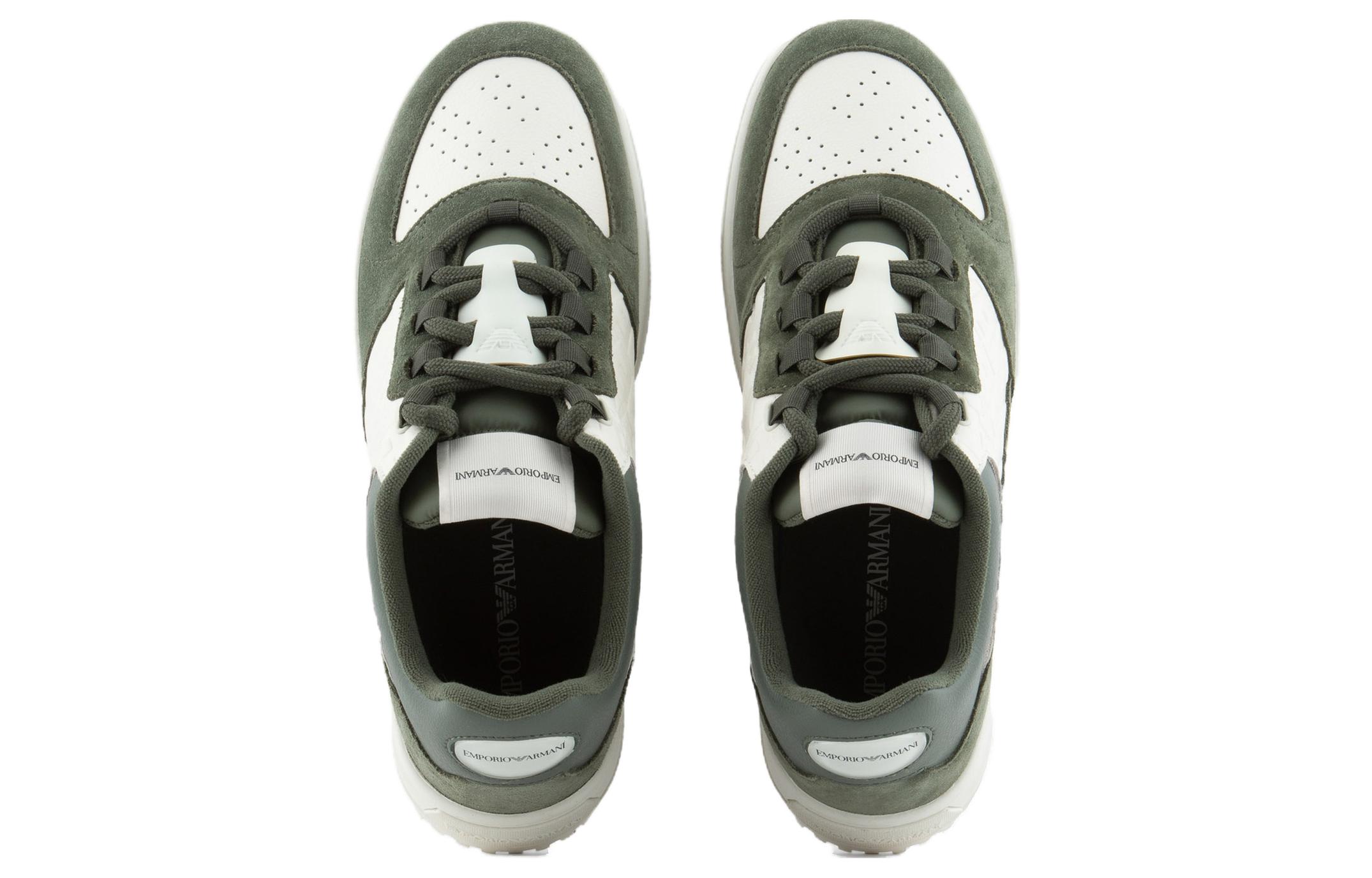 Lookbook Sneaker Basse Emporio Armani en Cuir ''Blanc Vert'' X4X636XN791T086