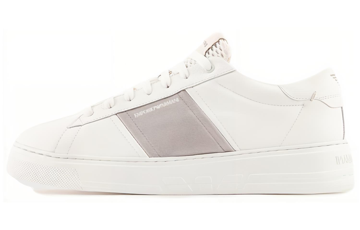 Emporio Armani Leather Low-Top Sneaker 'White Grey' X4X570XN840K525
