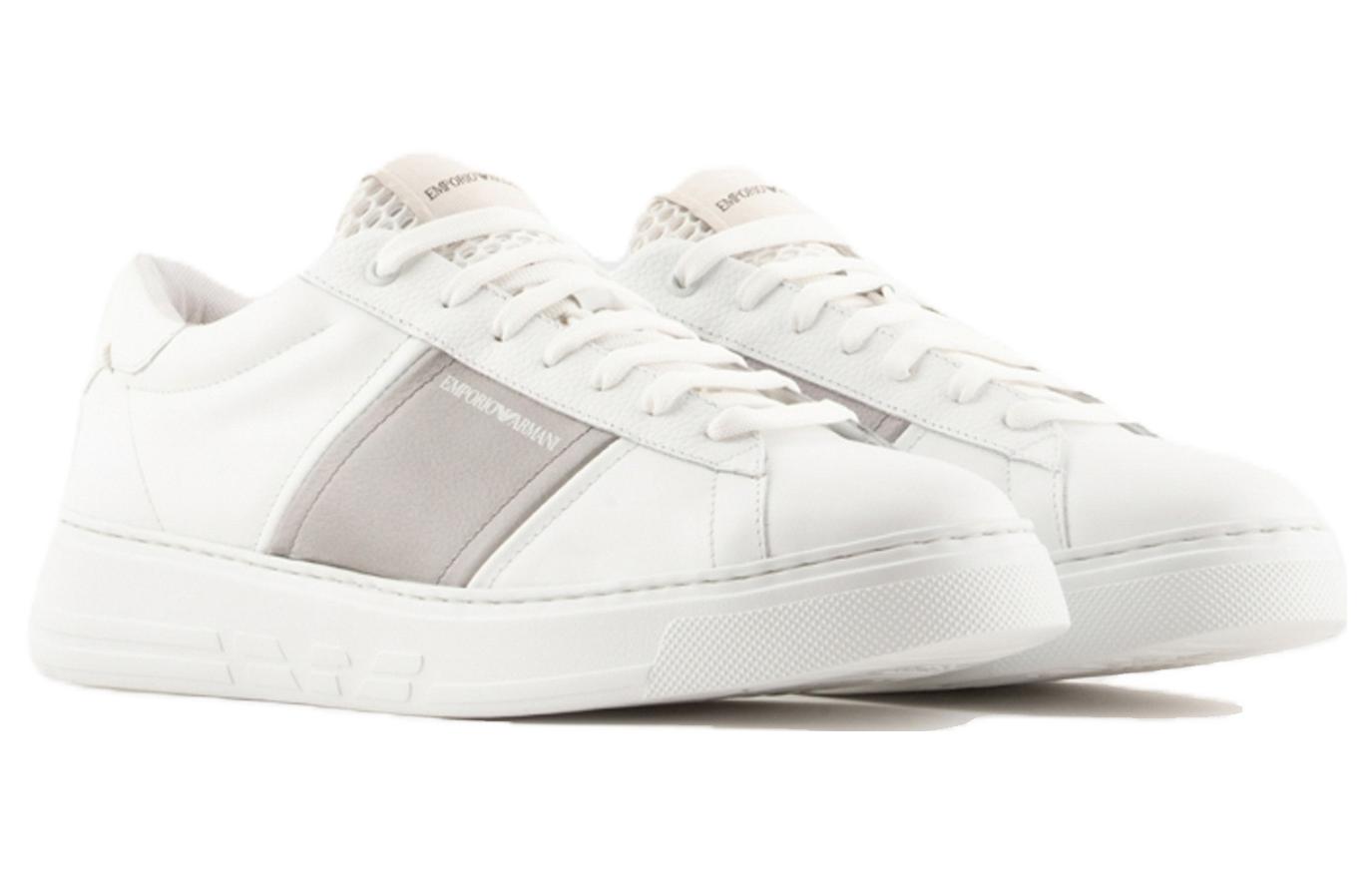 Order Emporio Armani Leather Low-Top Sneaker 'White Grey' X4X570XN840K525