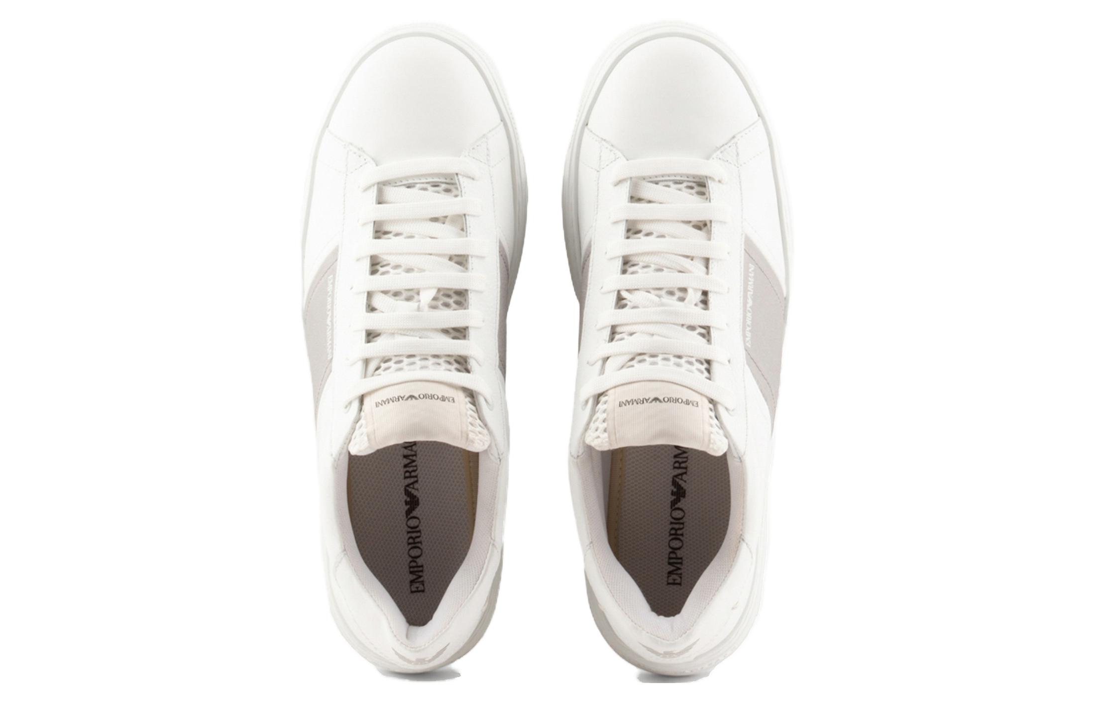 Lookbook Emporio Armani Leather Low-Top Sneaker 'White Grey' X4X570XN840K525