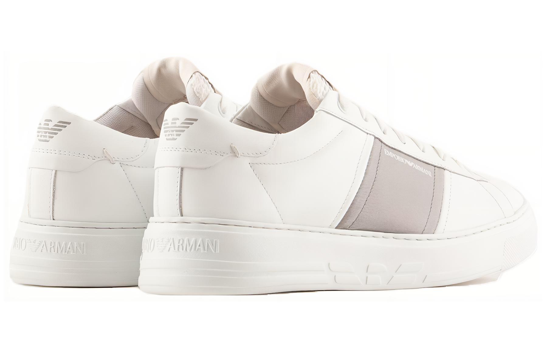 Shop Emporio Armani Leather Low-Top Sneaker 'White Grey' X4X570XN840K525