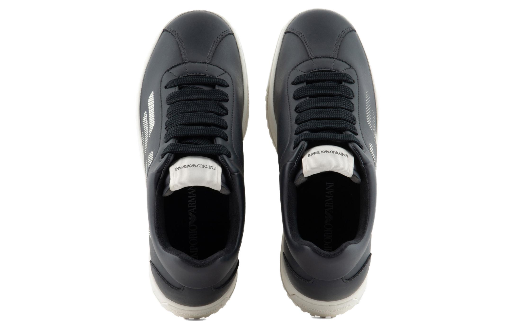 Shop Emporio Armani Leather Low-Top Sneakers 'Navy Blue' X4X643XN95200285