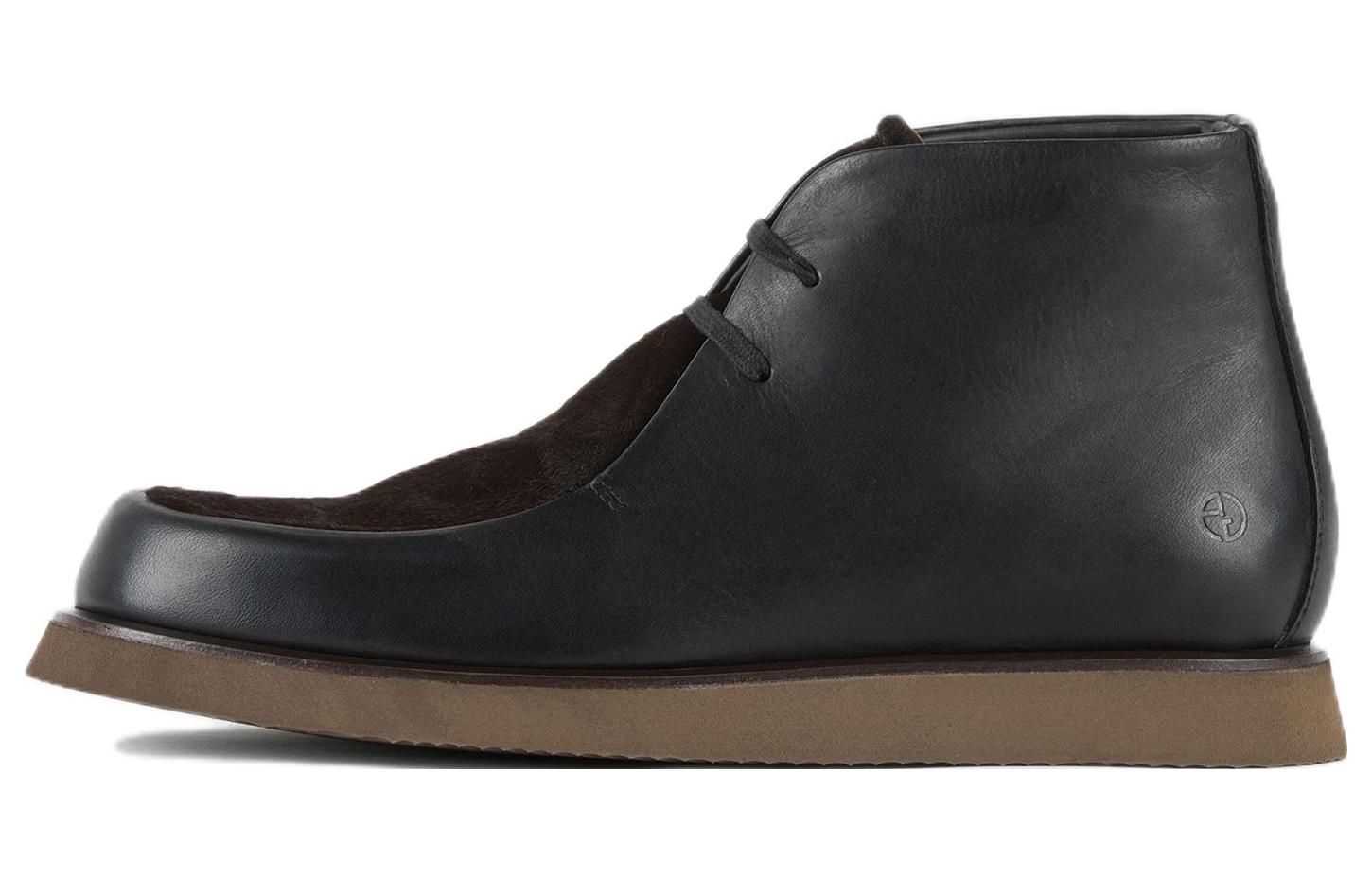 Emporio Armani Leather Round Toe Lace-Up 'Fashion Short Boot Black' X2M344XN6651C705