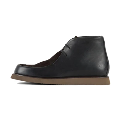 Emporio Armani Leather Round Toe Lace-Up 'Fashion Short Boot Black'