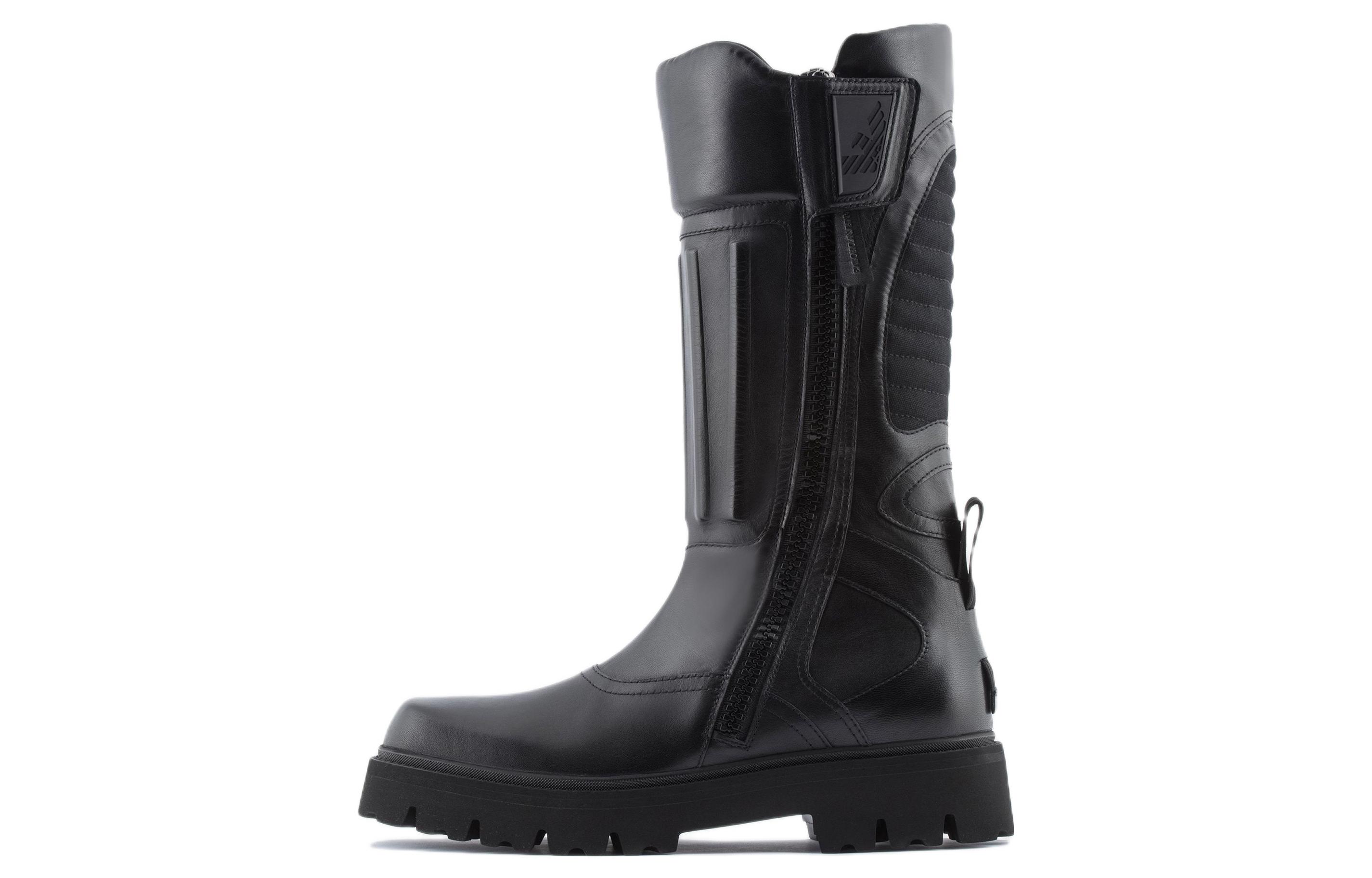 Emporio Armani Leather Zip Square Toe Boot 'Black' X4N015XN6131K001
