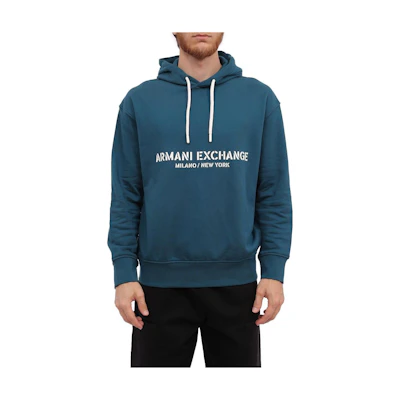 Emporio Armani Letter Print Drawstring Hoodie Legion Blue 6RZMLE-ZJ4XZ-15CR