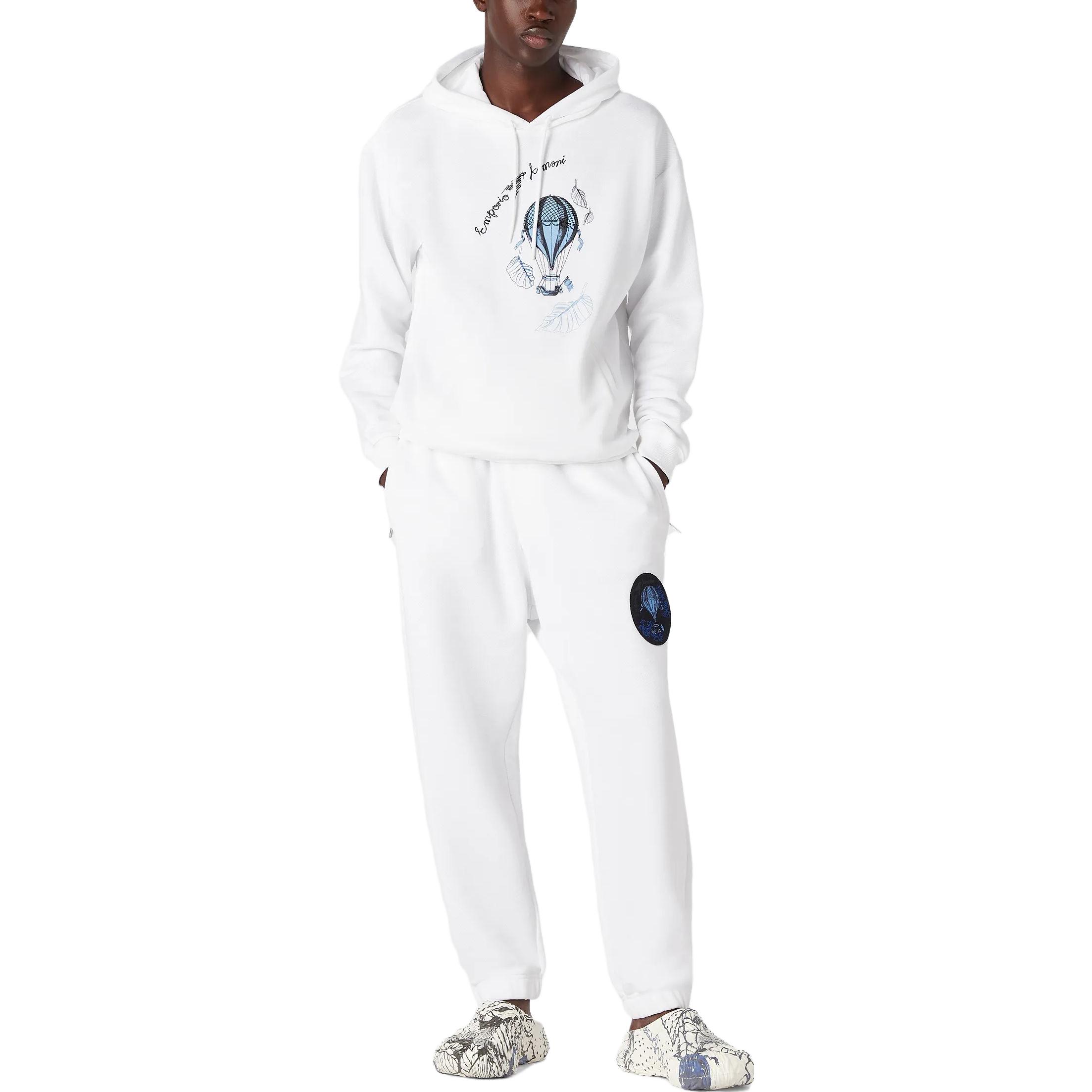 Emporio Armani Letter Print Drawstring Hoodie White Long Sleeve Sweatshirt 6R1M8P1-J7DZ1-0111 圖 3