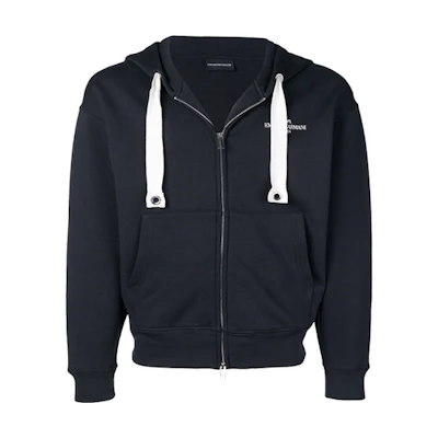 Emporio Armani Letter Print Hoodie Jacket in Navy Blue 3G1BN4-JHUZ-0920