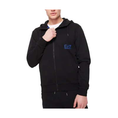 Emporio Armani Letter Print Hoodie Zip Jacket Black 6RPM11-PJRJZ-1200