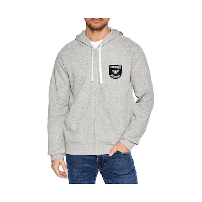 Emporio Armani Letter Print Zip-Up Hoodie - Gray 111835-2R571-00948