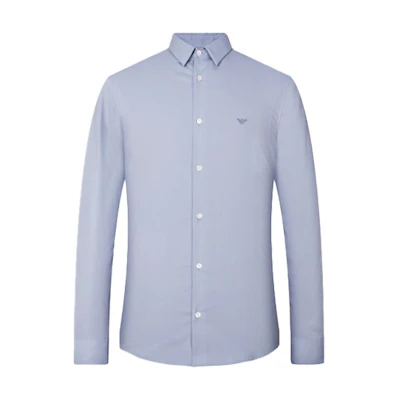 Emporio Armani Light Blue Logo Embroidered Long Sleeve Shirt 8N1C09-1NI9Z-0785