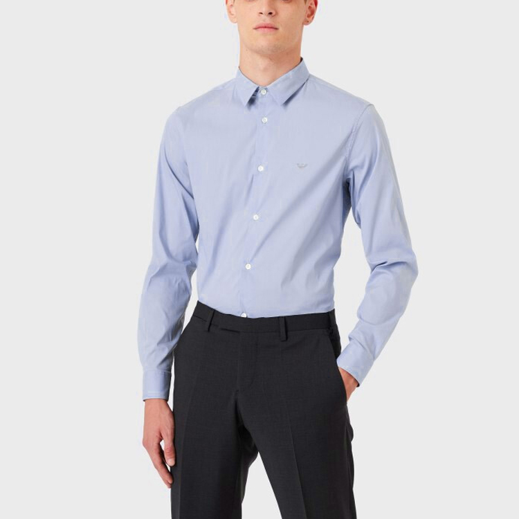 Purchase Emporio Armani Kemeja Lengan Panjang Biru Muda Bordir Logo 8N1C09-1NI9Z-0785