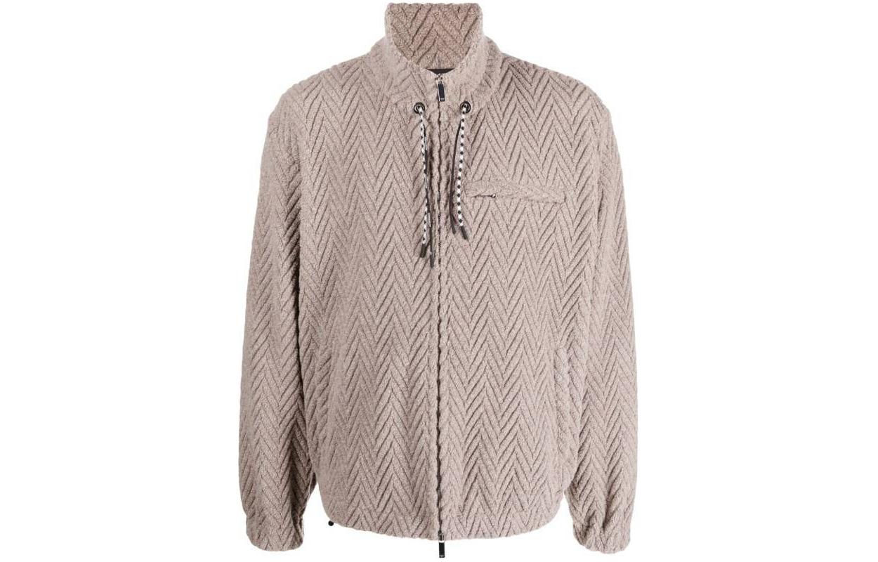 Emporio Armani Light Brown Ribbed Zip-Up Jacket 6R1B6T-1JGCZ-01I9