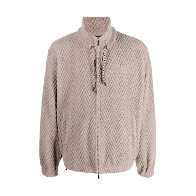 Emporio Armani Light Brown Ribbed Zip-Up Jacket 6R1B6T-1JGCZ-01I9