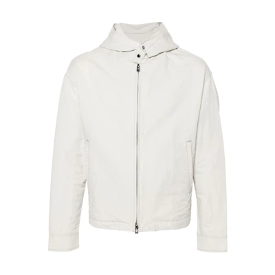 Emporio Armani Light Gray Solid Color Zip-Up Hoodie Jacket 3D1BF4-1K2WZ-LIGHTGREY