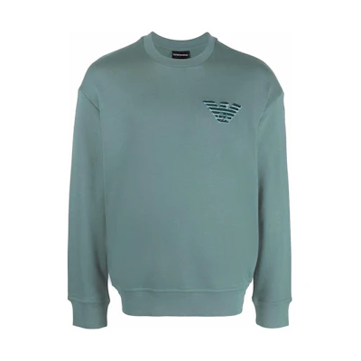 Emporio Armani Light Green Eagle Logo Crewneck Sweatshirt Casual Wear 3L1MCR-1JRIZ-0647