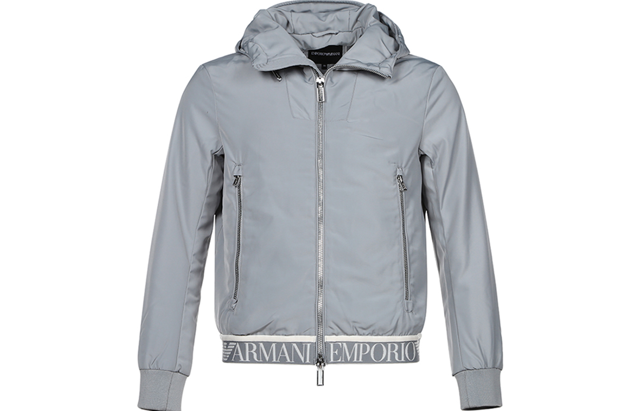Emporio Armani Light Grey Logo Hem Hooded Jacket 6H1BL6-1NYAZ-0659