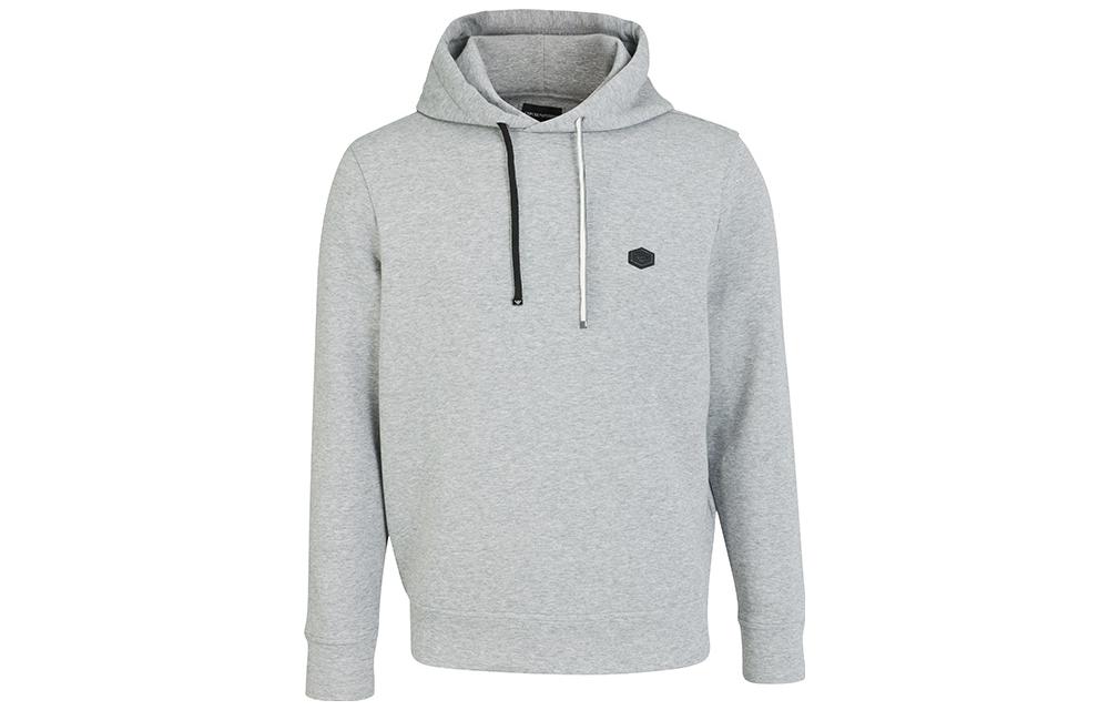 Emporio Armani Light Grey Solid Logo Patch Hoodie 8N1MD0-1JHSZ-0630