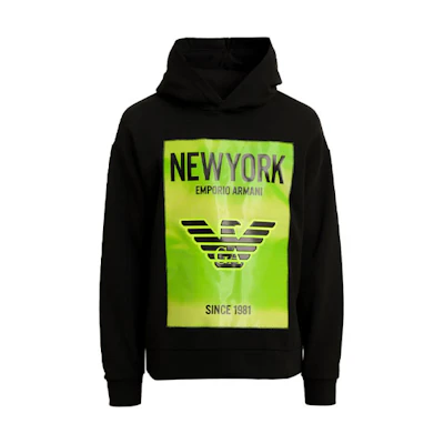 Emporio Armani Logo Colorblock Hoodie Black Pullover 3H1M90-1J36Z-0999