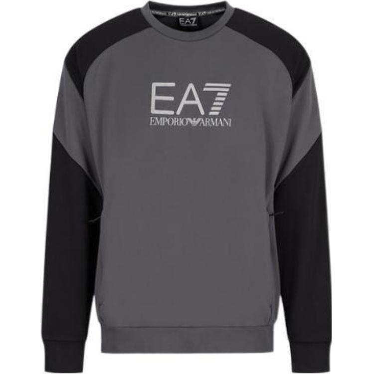 Emporio Armani Logo Crewneck Patchwork Sweatshirt Grey () 6LPM19-PJ16Z-1977