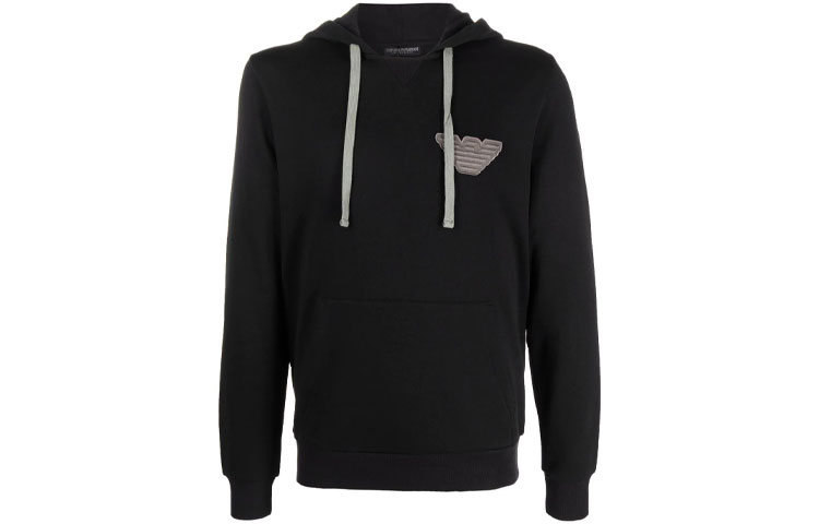 Emporio Armani Logo Drawstring Pullover Hoodie Black () 1117531-A5710-0020
