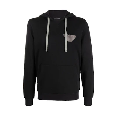 Emporio Armani Logo Drawstring Pullover Hoodie Black () 1117531-A5710-0020