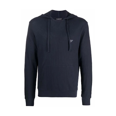 Emporio Armani Logo Drawstring Pullover Hoodie Blue () 1117531-A5650-0135