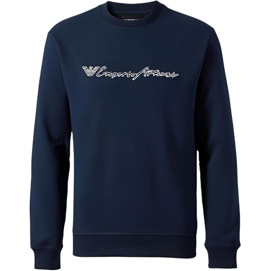 Emporio Armani Logo Embroidered Blue Crewneck Sweatshirt 3Z1M72-1J05Z-0933