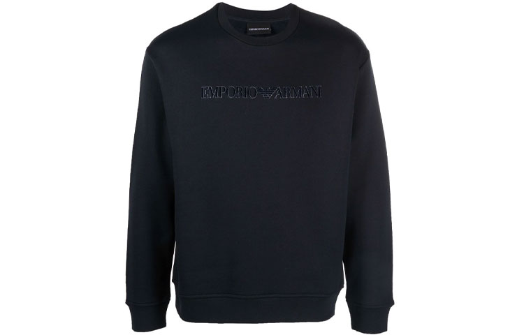 Emporio Armani Logo Embroidered Crewneck Fleece Sweatshirt Blue Men’s 6K1M94-1JQNZ-0988