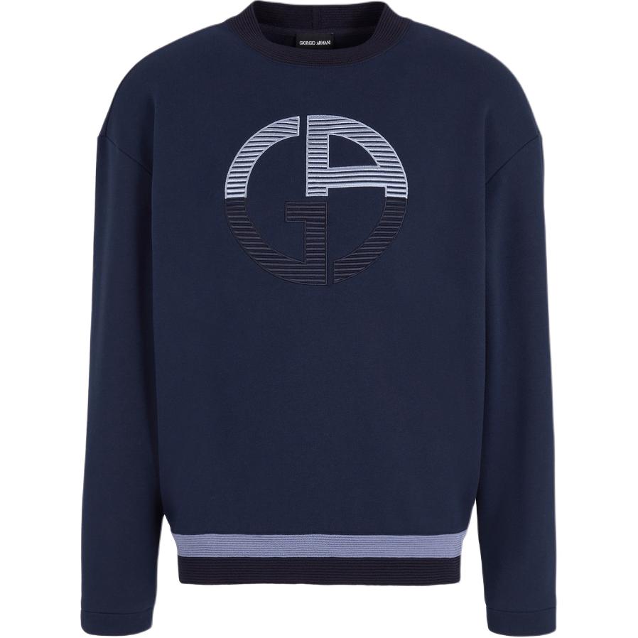 Emporio Armani Logo Embroidered Crewneck Sweatshirt Navy Blue GM000397-TE11705-UB108