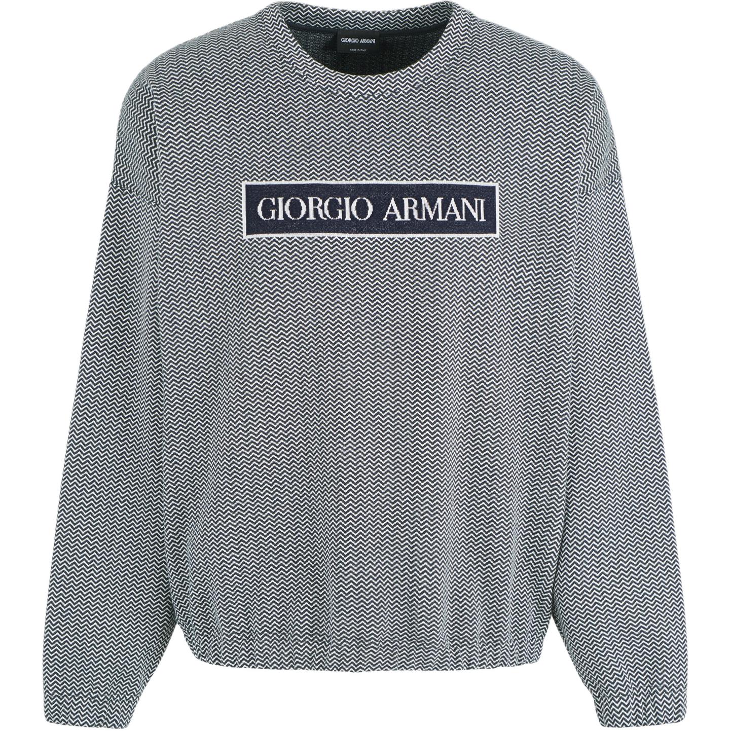 Emporio Armani Logo Embroidered Herringbone Crewneck Sweatshirt Men Multiple Colors GM000524-AF12172-FB056