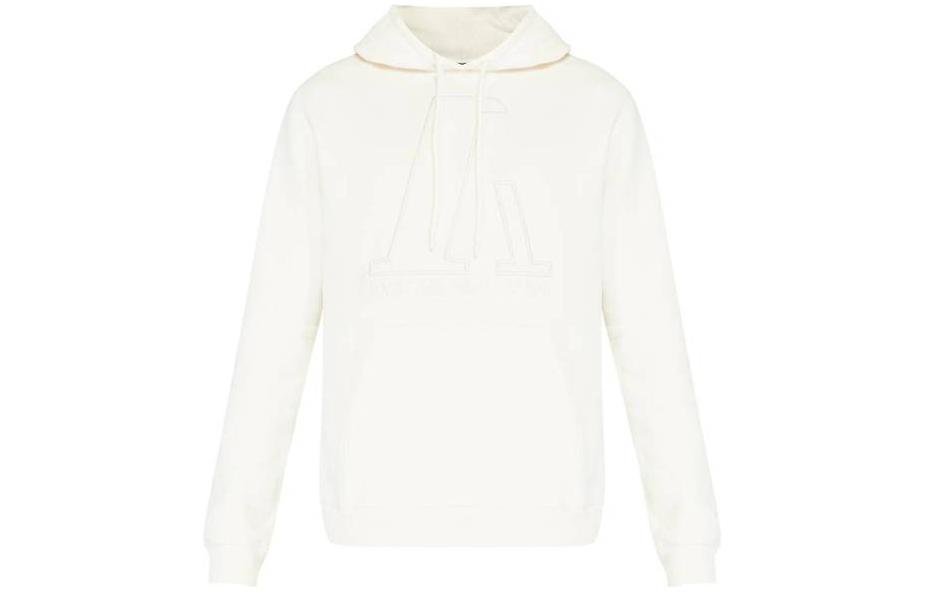 EMPORIO ARMANI Logo Embroidered Hoodie  White. 6K1M6T-1JT2Z-0102