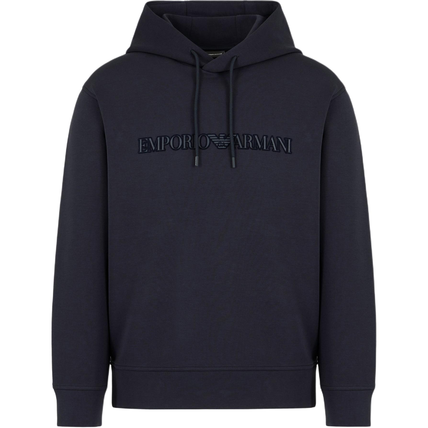 Emporio Armani Logo Embroidered Hoodie Navy Blue Long Sleeve 6D1M941JHSZ-0955