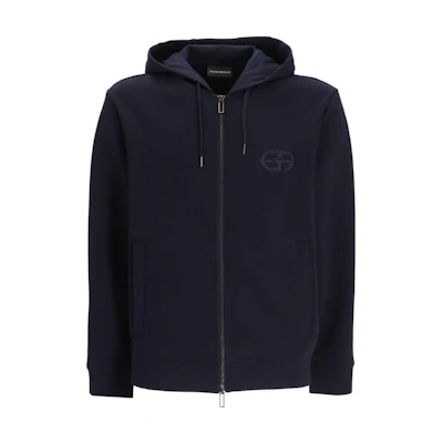 Emporio Armani Logo Embroidered Zip-Up Hoodie Black () 8N1ML6-1JHSZ-0290