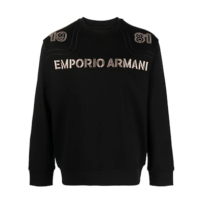 Emporio Armani Logo Embroidery Crewneck Sweatshirt Black 6R1ME3-1JWPZ-0999