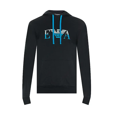 Emporio Armani Logo Graphic Pullover Hoodie Black 117530-P571-OS20