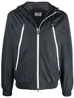Emporio Armani Logo Hooded Bomber Jacket Blue 6KPB08-PN27Z-0578 Emporio Armani Logo Hooded Bomber Jacket Blue 6KPB08-PN27Z-0578