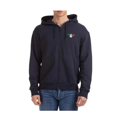 Emporio Armani Logo Hooded Casual Jacket Navy Blue 3H1M9A-1J36Z-0922