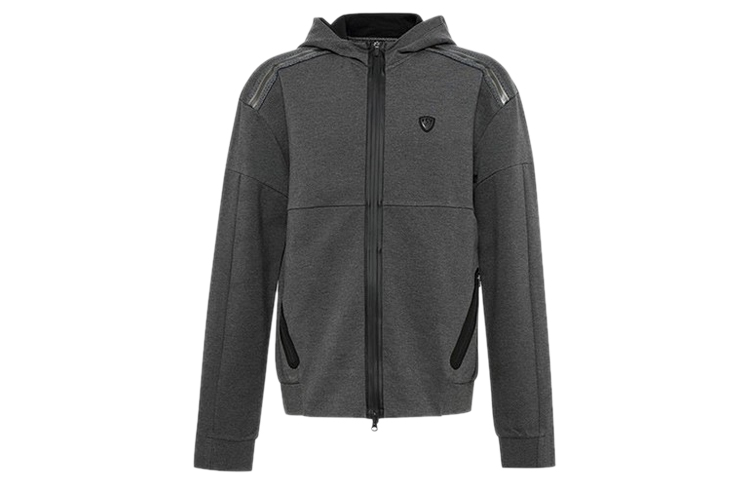 Emporio Armani Logo Hooded Zip-Up Hoodie Jacket - Dark Gray 6ZPM91-PJQ7Z-3912