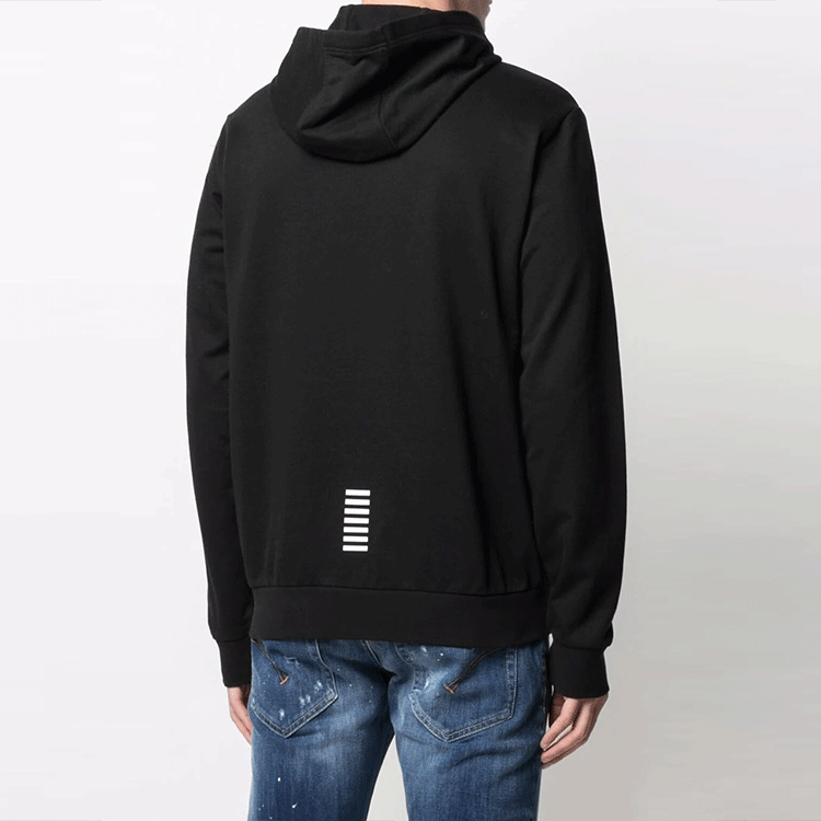 Shop 엠포리오 아르마니 로고 후디 블랙 드로스트링 풀오버 8NPM04-PJ05Z-1200