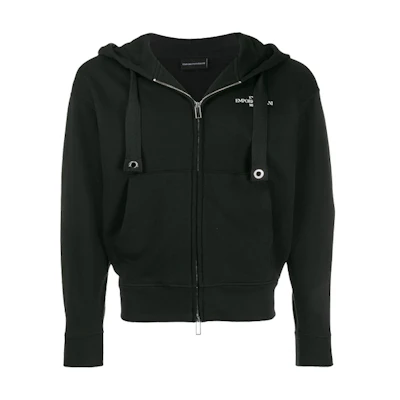 Emporio Armani Logo Hoodie Long Sleeve Jacket Black 3G1BN4-JHUZ-0999