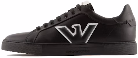 Emporio Armani Logo Lace-Up Low-Top Sneakers 'Black Leather' X4X598XN6331K001 Emporio Armani Logo Lace-Up Low-Top Sneakers 'Black Leather' X4X598XN6331K001
