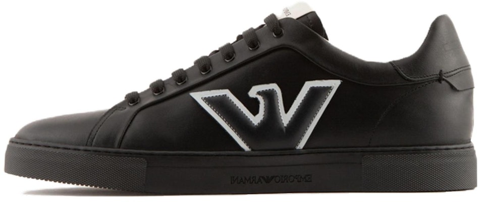 Emporio Armani Logo Lace-Up Low-Top Sneakers 'Black Leather' X4X598XN6331K001 Buy Emporio Armani Logo Lace-Up Low-Top Sneakers 'Black Leather' X4X598XN6331K001
