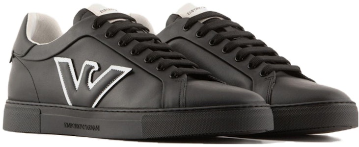 阿玛尼标志黑色皮革低帮系带运动鞋 X4X598XN6331K001 Order 阿玛尼标志黑色皮革低帮系带运动鞋 X4X598XN6331K001