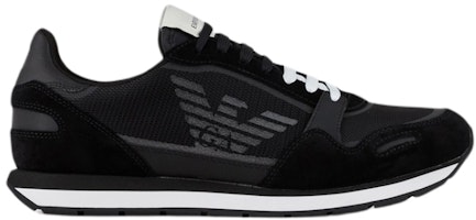 EMPORIO ARMANI 阿瑪尼 側面鷹標LOGO皮革運動鞋 黑色 Order EMPORIO ARMANI 阿瑪尼 側面鷹標LOGO皮革運動鞋 黑色