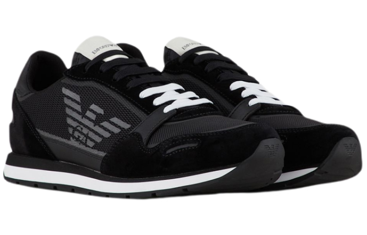 Lookbook EMPORIO ARMANI 阿瑪尼 側面鷹標LOGO皮革運動鞋 黑色