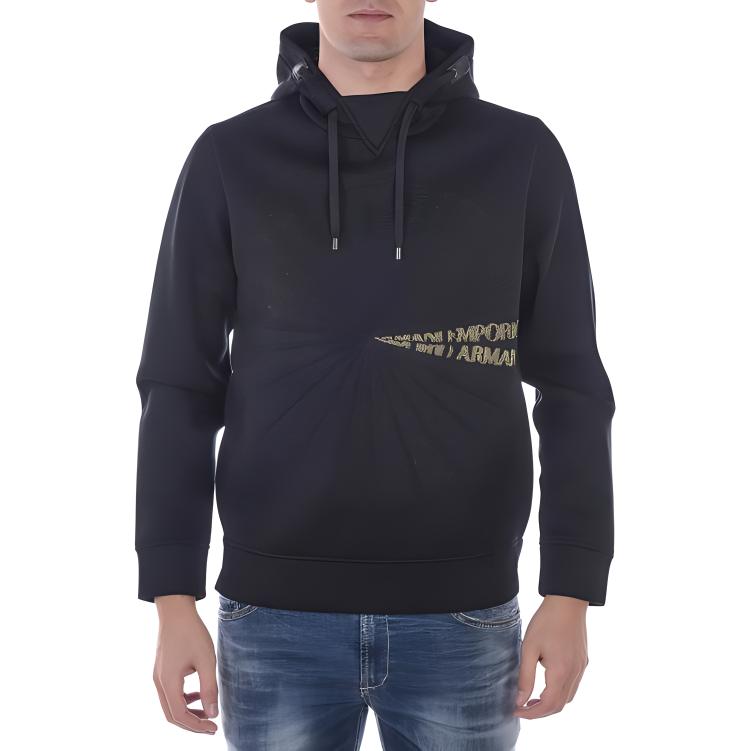 Emporio Armani Logo Letter & Number Print Hoodie Black POIZON240722992