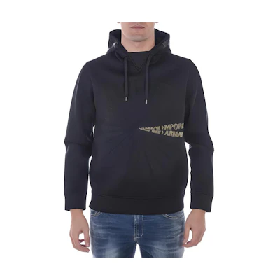 Emporio Armani Logo Letter & Number Print Hoodie Black POIZON240722992