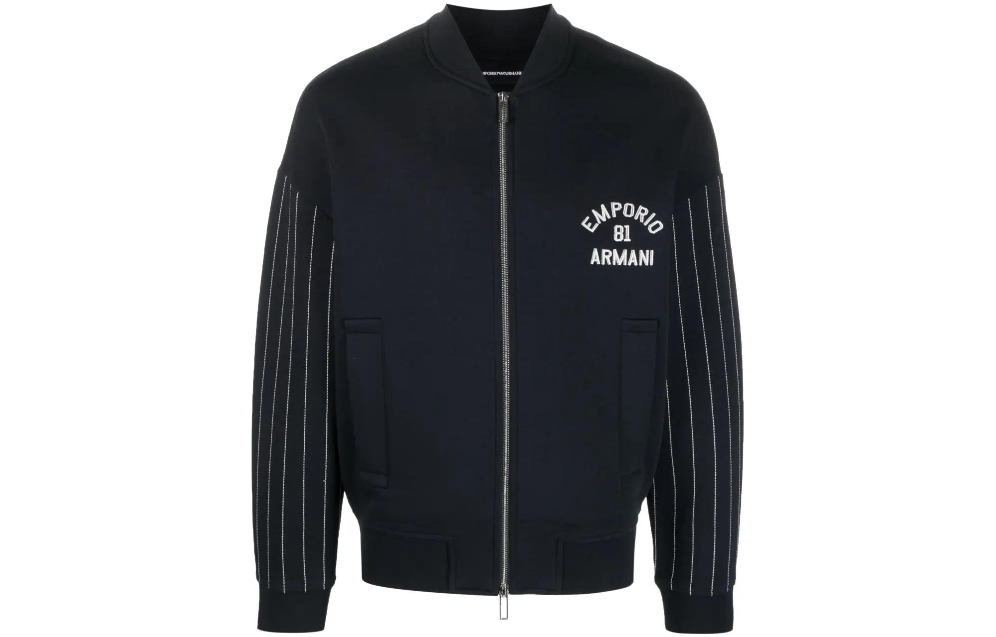 Emporio Armani Logo Line Print Zip Baseball Jacket Navy Blue () 3R1MDG-1JHSZ-151